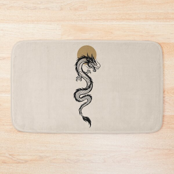Item preview, Japanese Dragon Art Print | Minimalist Black Dragon Design with Golden Sun designed and sold by MonNoir.