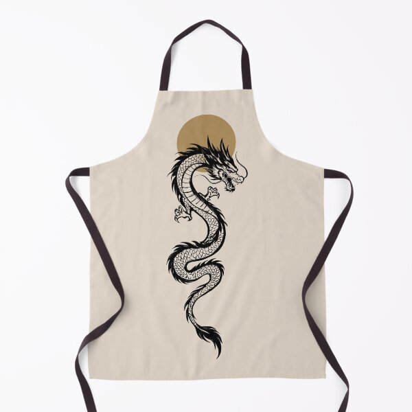 Item preview, Japanese Dragon Art Print | Minimalist Black Dragon Design with Golden Sun designed and sold by MonNoir.