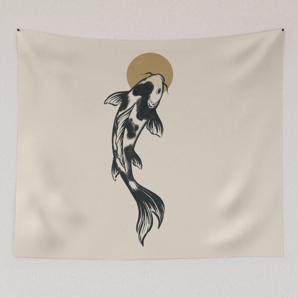 Item preview, Japanese Koi Fish Print Art | Black Koi Yin Yang Design | Minimalist Asian Zen Decor designed and sold by MonNoir.