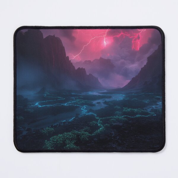 Item preview, Neon Obsidian Volcano Sci-Fi Fantasy Landscape designed and sold by Luminous Wilds.