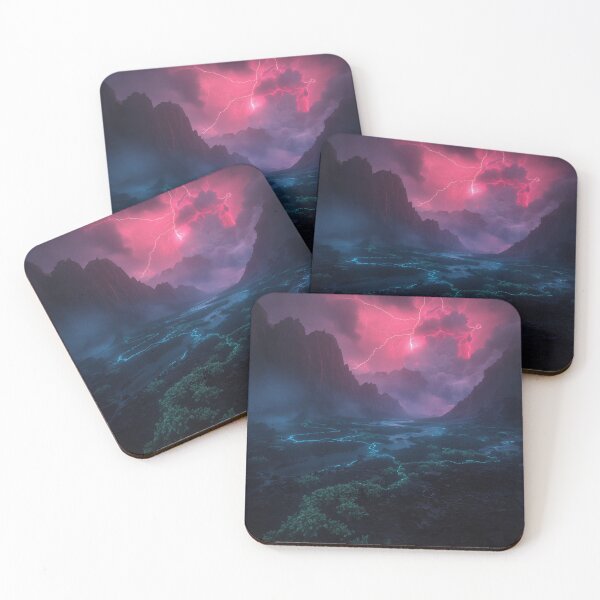 Item preview, Neon Obsidian Volcano Sci-Fi Fantasy Landscape designed and sold by Luminous Wilds.
