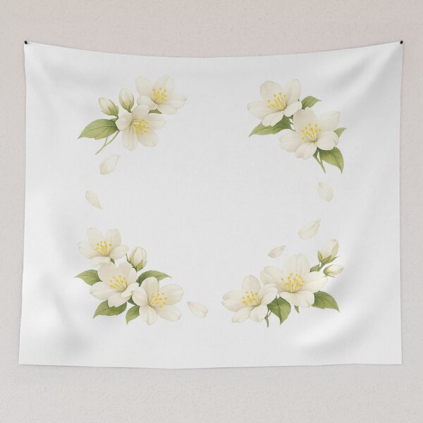 Artikelvorschau, Delicate White Blossom Wreath | Minimal Botanical Floral Design entworfen und verkauft von GreenVerseStore.