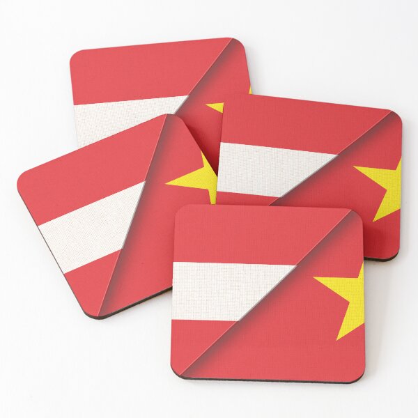Item preview, Double flag of Austria and Vietnam on fabric texture. Flag of Austria and Vietnam - 3D illustration. Two Flag Together on Fabric. Austrian and Vietnamese flag in one. Austrian - Vietnamese relations designed and sold by Decoriolus.