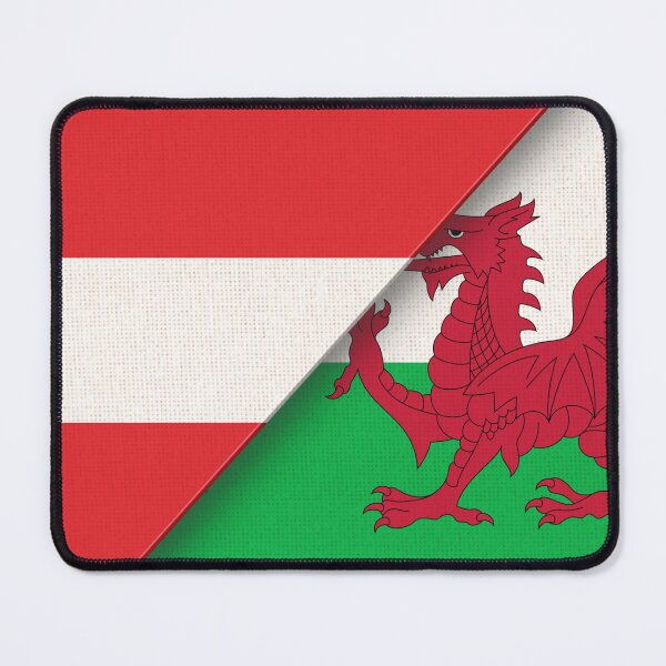 Item preview, Double flag of Austria and Wales on fabric texture. Flag of Austria and Wales - 3D illustration. Two Flag Together on Fabric Texture. Austrian and Welsh flag in one. Austrian - Welsh relations designed and sold by Decoriolus.
