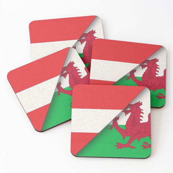 Item preview, Double flag of Austria and Wales on fabric texture. Flag of Austria and Wales - 3D illustration. Two Flag Together on Fabric Texture. Austrian and Welsh flag in one. Austrian - Welsh relations designed and sold by Decoriolus.
