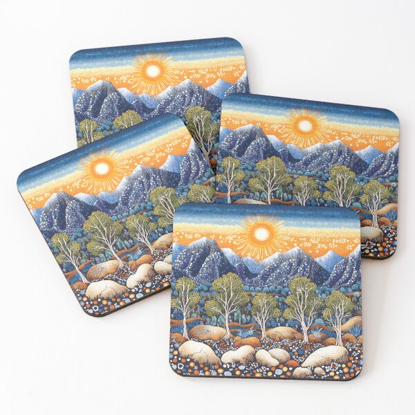 Item preview, Aboriginal Inspired Dot Art - Warrumbungle National Park Sunrise designed and sold by GrinGalore.