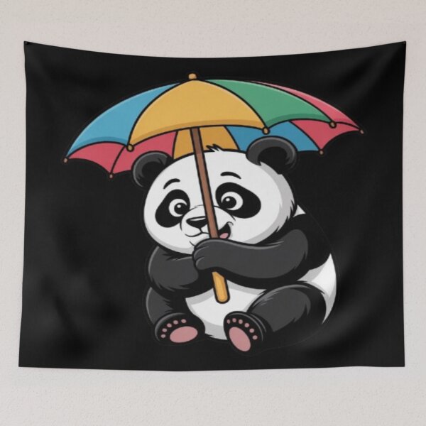 Item preview, Cute Baby Panda Holding Rainbow Umbrella designed and sold by DailySparks.