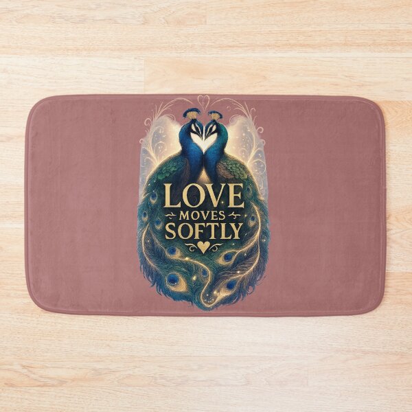 Item preview, Love Moves Softly, Romantic Peacock Aesthetic Quote Design designed and sold by JagrDesigns.