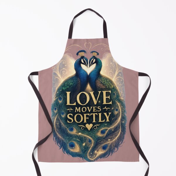 Item preview, Love Moves Softly, Romantic Peacock Aesthetic Quote Design designed and sold by JagrDesigns.