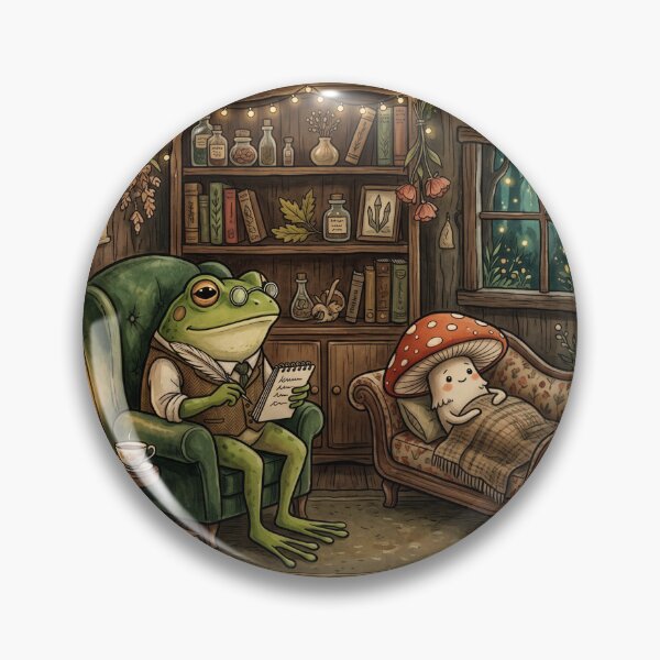 Item preview, Therapy Goblin Frog Art Print | Cottagecore Mental Health Humor Goblincore Wall Art designed and sold by vaggleTown.