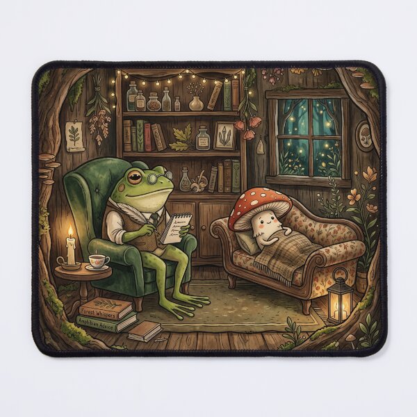 Item preview, Therapy Goblin Frog Art Print | Cottagecore Mental Health Humor Goblincore Wall Art designed and sold by vaggleTown.