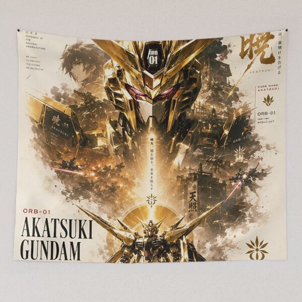 Item preview, Akatsuki Gundam The Light of Dawn | ORB-01 Golden Mobile Suit Anime Mecha Poster | Gundam SEED Destiny Art designed and sold by Dyan4.