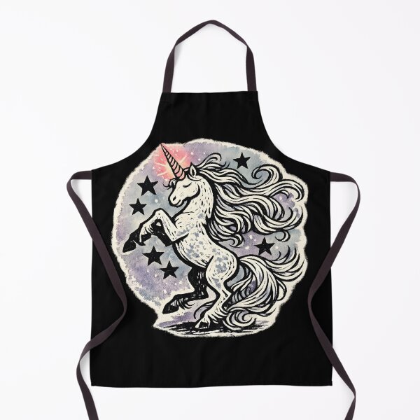 Item preview, Rearing Unicorn Linocut Watercolor Print designed and sold by KungPowUnicorn.