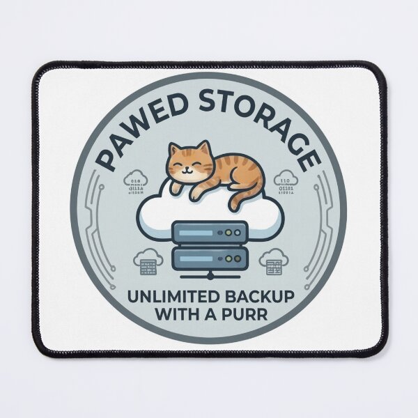 Item preview, Funny Cloud Engineer Gift Pawed Storage Unlimited Backup  With A Purr Cat DevOps Shirt Sysadmin Cat Gift designed and sold by Dev Mode.