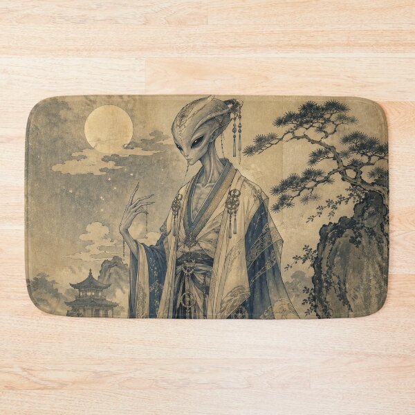 Item preview, Celestial Visitor — Japanese Ukiyo-e  Alien Portrait Art Print designed and sold by CosmicUkiyo.
