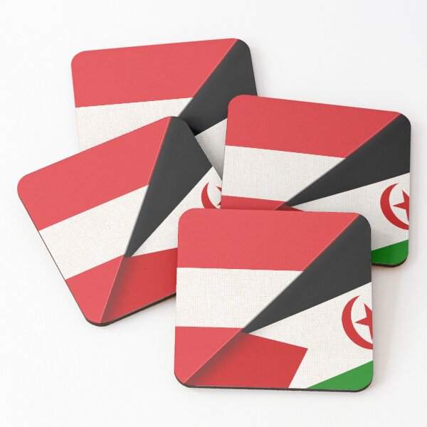 Item preview, Double flag of Austria and Western Sahara on fabric texture. Flag of Austria and Western Sahara - 3D illustration. Fabric Texture. Austrian and Sahrawi flag in one. Austrian - Sahrawi relations designed and sold by Decoriolus.