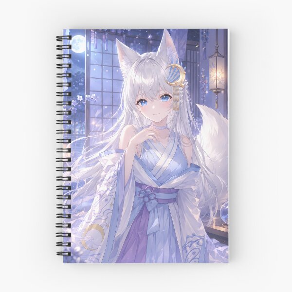 Item preview, Moonlit White Kitsune Anime Girl designed and sold by AmberMoonNotes.