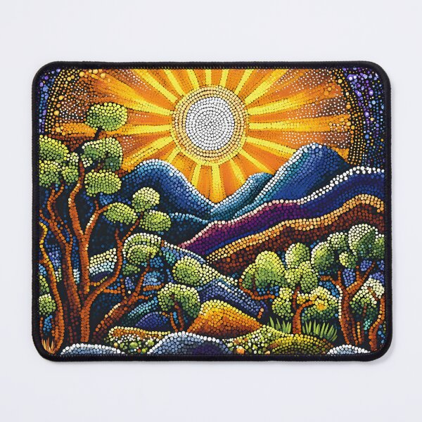 Item preview, Aboriginal Inspired Dot Art - Sunbeams in Warrumbungle National Park designed and sold by GrinGalore.