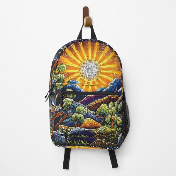 Item preview, Aboriginal Inspired Dot Art - Sunbeams in Warrumbungle National Park designed and sold by GrinGalore.