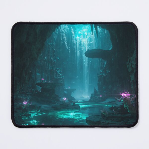 Item preview, Abyssal Bioluminescent Cavern Fantasy Landscape designed and sold by Luminous Wilds.