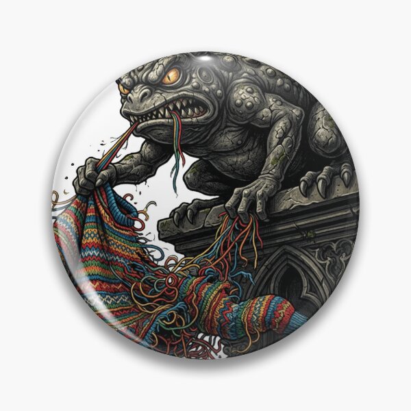 Item preview, The Frogger Gothic Gargoyle Funny Crochet Fiber Art designed and sold by Retro Mood Co.