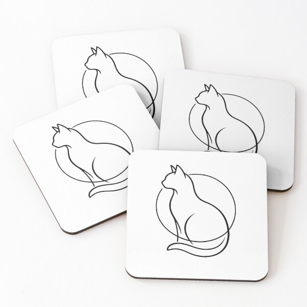 Item preview, Minimalist Geometric Cat One Line Art Silhouette designed and sold by tineldesign.