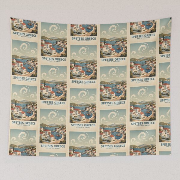 Item preview, Spetses Greece, Greek Island Vintage Travel Tourism designed and sold by TravelersGems.