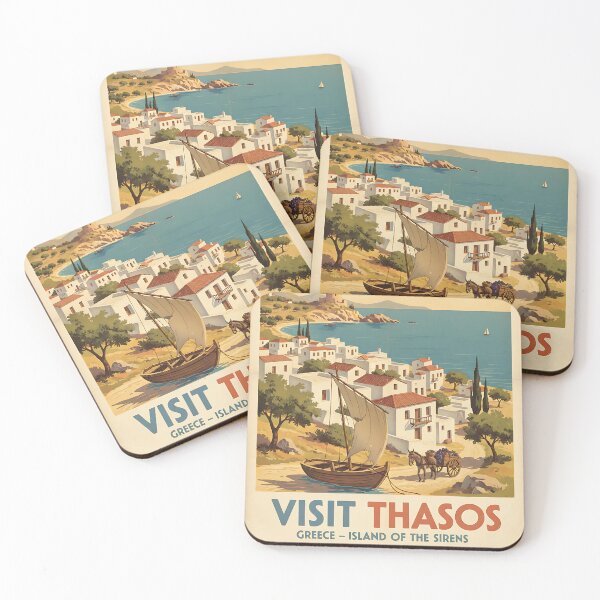 Item preview, Thasos Greece, Greek Island Vintage Travel Tourism designed and sold by TravelersGems.