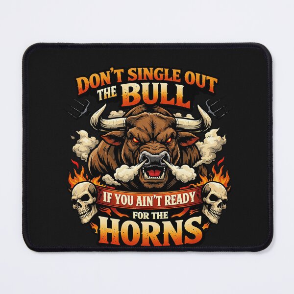 Item preview, Fierce Ox Horns Skull Warning Graphic designed and sold by Tsugraf Designs.