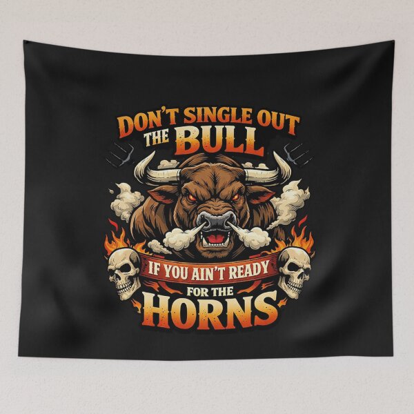 Item preview, Fierce Ox Horns Skull Warning Graphic designed and sold by Tsugraf Designs.