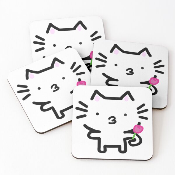 Item preview, Kissy Cat Holding Pink Flower designed and sold by AestheteArchive.