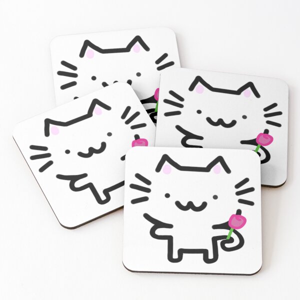 Item preview, Smiling Cat Holding Pink Flower designed and sold by AestheteArchive.