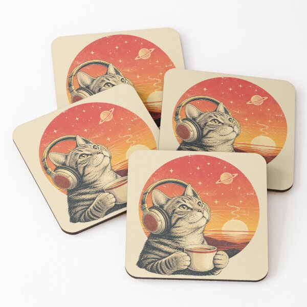 Item preview, LoFi Coffee Cat Retro Space Aesthetic | Chill Vaporwave Cat Lover Design designed and sold by Zenvique Art.