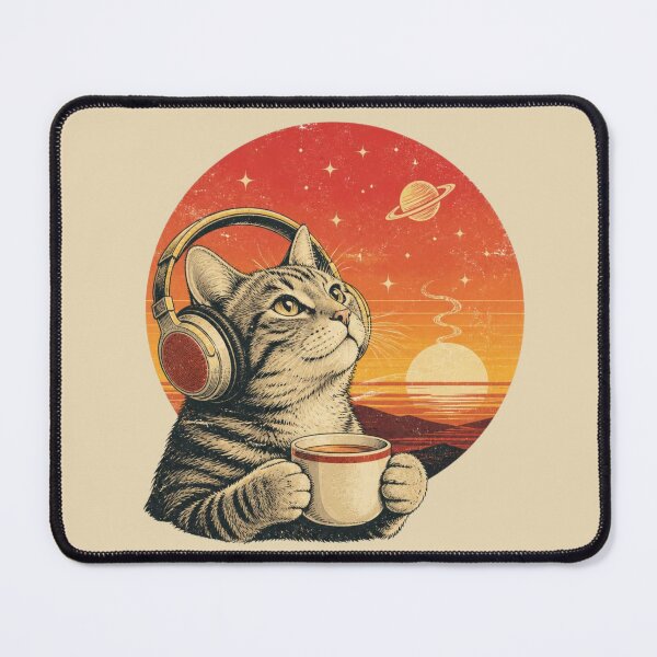 Item preview, LoFi Coffee Cat Retro Space Aesthetic | Chill Vaporwave Cat Lover Design designed and sold by Zenvique Art.
