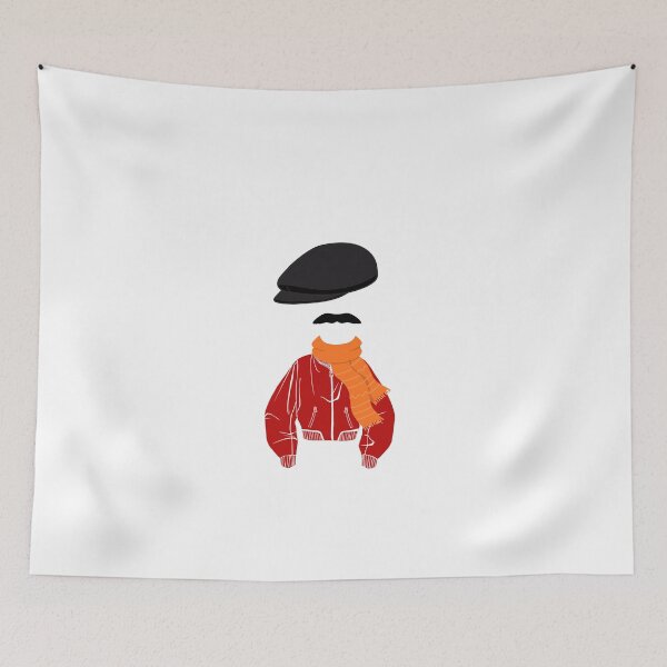 Item preview, Trendy Red Bomber Jacket and Orange Scarf Line Art Illustration for Street Style Apparel designed and sold by Atlasoloji.