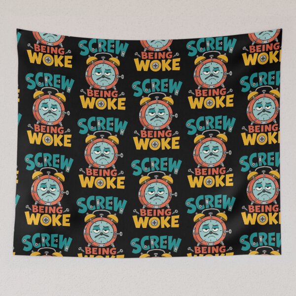 Item preview, Screw Being Woke Funny Alarm Clock Quote designed and sold by TeeTimeTreasure.
