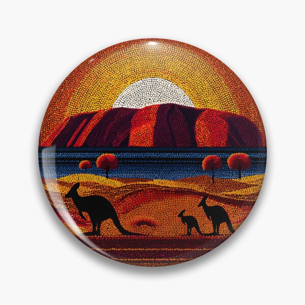 Item preview, Aboriginal Inspired Dot Art - Ayers Rock Uluru Sunrise Kangaroo designed and sold by GrinGalore.