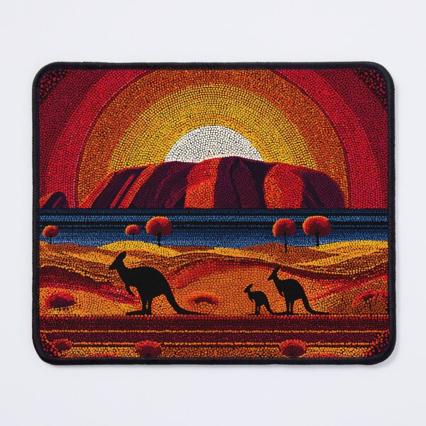 Item preview, Aboriginal Inspired Dot Art - Ayers Rock Uluru Sunrise Kangaroo designed and sold by GrinGalore.