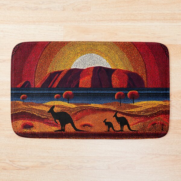 Item preview, Aboriginal Inspired Dot Art - Ayers Rock Uluru Sunrise Kangaroo designed and sold by GrinGalore.