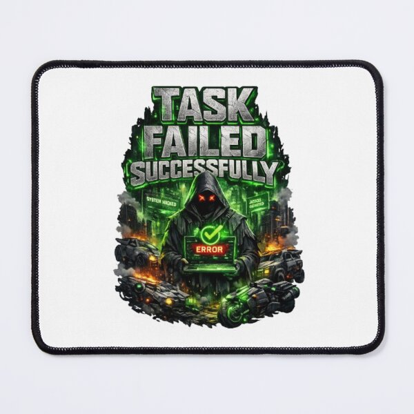 Item preview, TASK FAILED SUCCESSFULLY – Futuristic Cyberpunk Hacker Sticker designed and sold by THAMIM REALITY 2.0.
