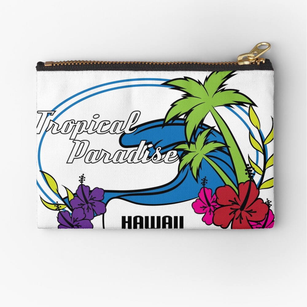 Fresh Hawaiian Style Tshirt Design Tropical paradise Zipper Pouch