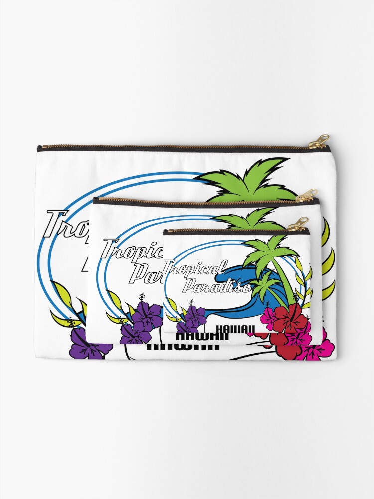 Alternate view of Fresh Hawaiian Style Tshirt Design Tropical paradise Zipper Pouch