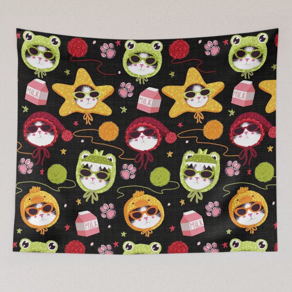 Item preview, Kawaii cat costumes and milk box pattern designed and sold by natinart.