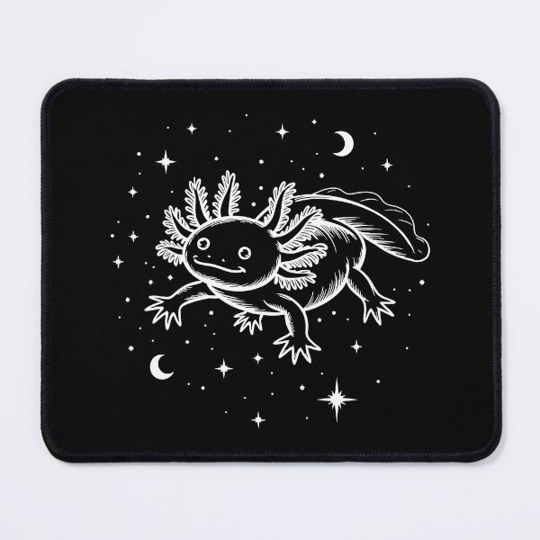 Item preview, Cosmic Axolotl Minimal Amphibian Black and White Line Art designed and sold by NaturEdeN.