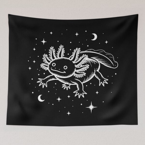 Item preview, Cosmic Axolotl Minimal Amphibian Black and White Line Art designed and sold by NaturEdeN.