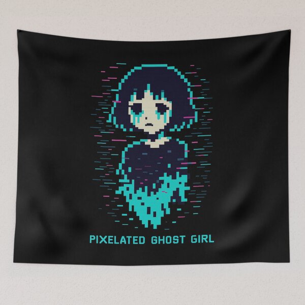 Item preview, Pixelated Ghost Girl – Neon Glitch Spirit Fragment designed and sold by JupiterGlitchEmpire.