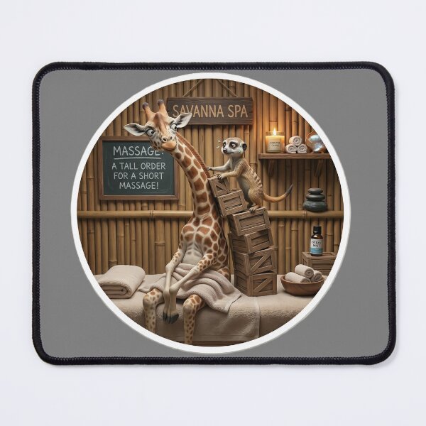 Item preview, Reaching New Heights Funny Giraffe Meerkat Spa designed and sold by SoftAuraStudi0.