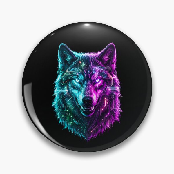 Item preview, Cyberpunk Wolf Neon Circuit Board Art designed and sold by Royal Beast Art.