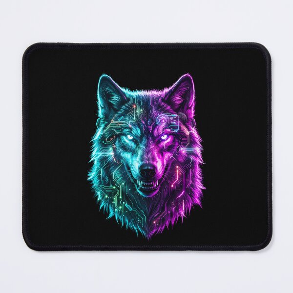 Item preview, Cyberpunk Wolf Neon Circuit Board Art designed and sold by Royal Beast Art.