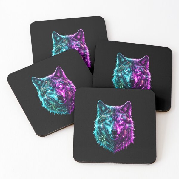 Item preview, Cyberpunk Wolf Neon Circuit Board Art designed and sold by Royal Beast Art.